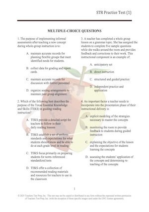 TExES STR Practice Test